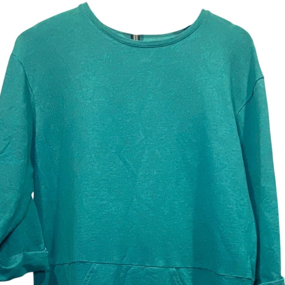 Pure Jill J Jill Teal Blue Pima Cotton Modal Tunic Sweatshirt Pocket Womens Cozy